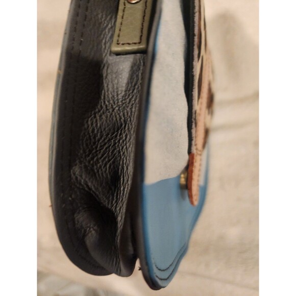 Soruka Leather Animal Blue Leopard Cheetah Crossbody Purse Bag Mall 7x7 Inch - Picture 8 of 11